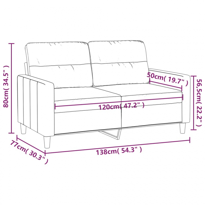 2-Sitzer-Sofa Weinrot 120 cm Stoff