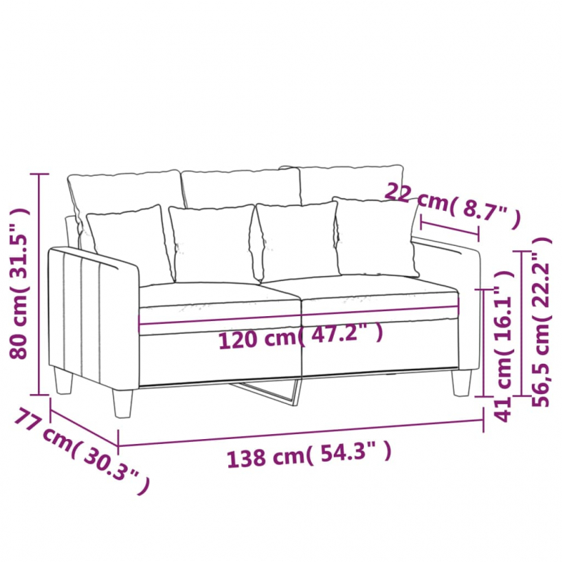 2-Sitzer-Sofa Weinrot 120 cm Stoff