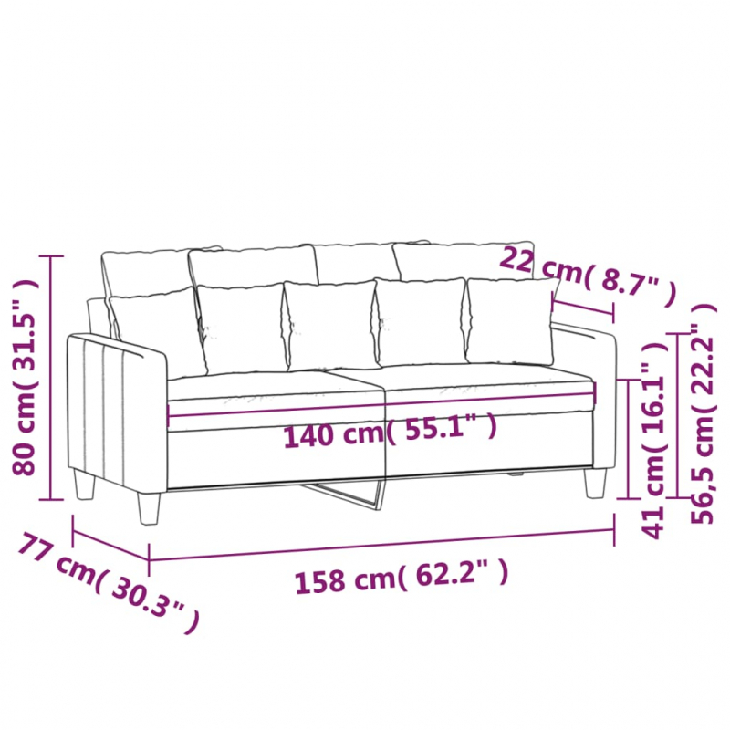 2-Sitzer-Sofa Weinrot 140 cm Stoff