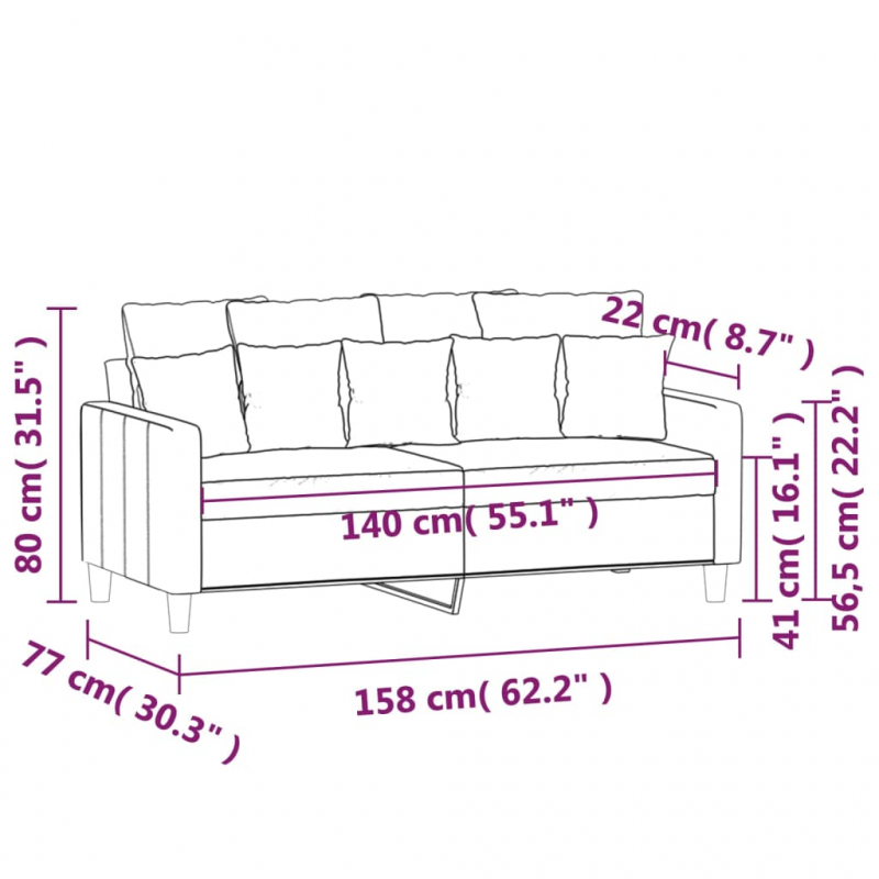 2-Sitzer-Sofa Weinrot 140 cm Samt