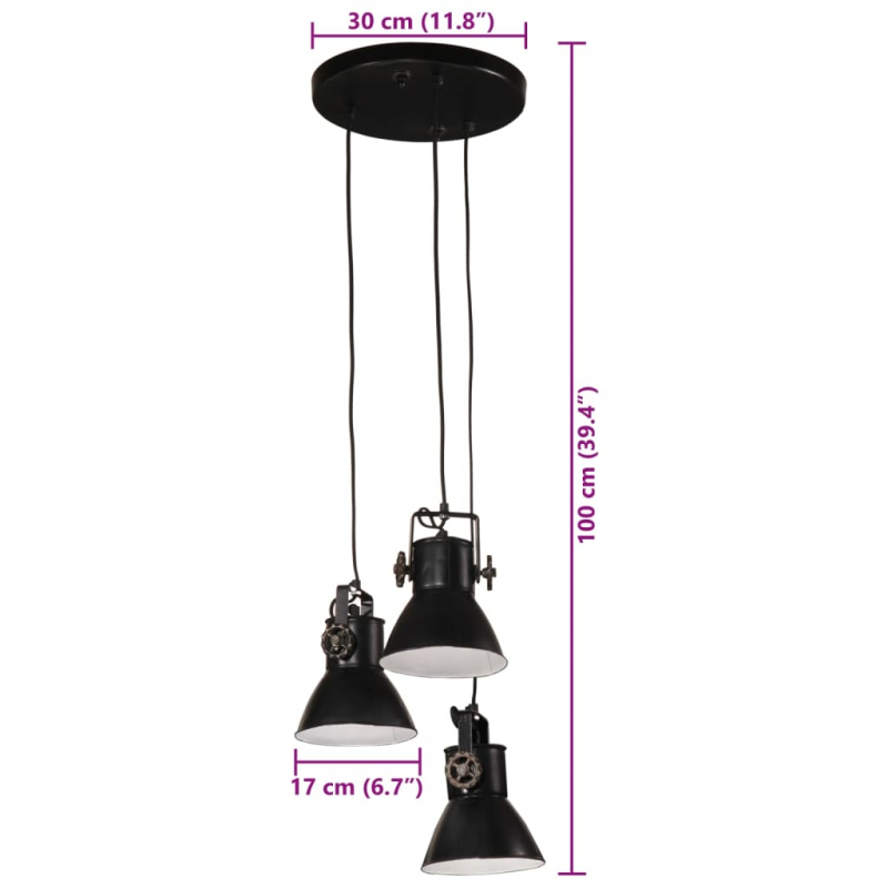 Hängelampe 25 W Schwarz 30x30x100 cm E27