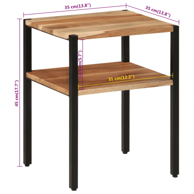 Beistelltisch 35x35x45 cm Massivholz Akazie und Eisen