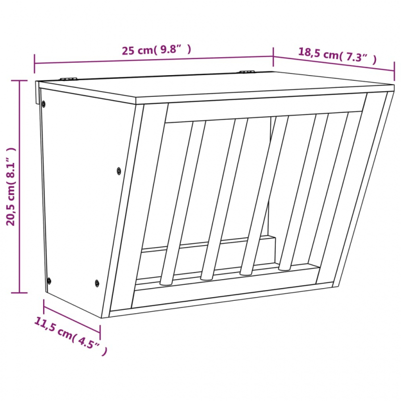 Heuraufe für Kaninchen 25x18,5x20,5 cm Massivholz Tanne