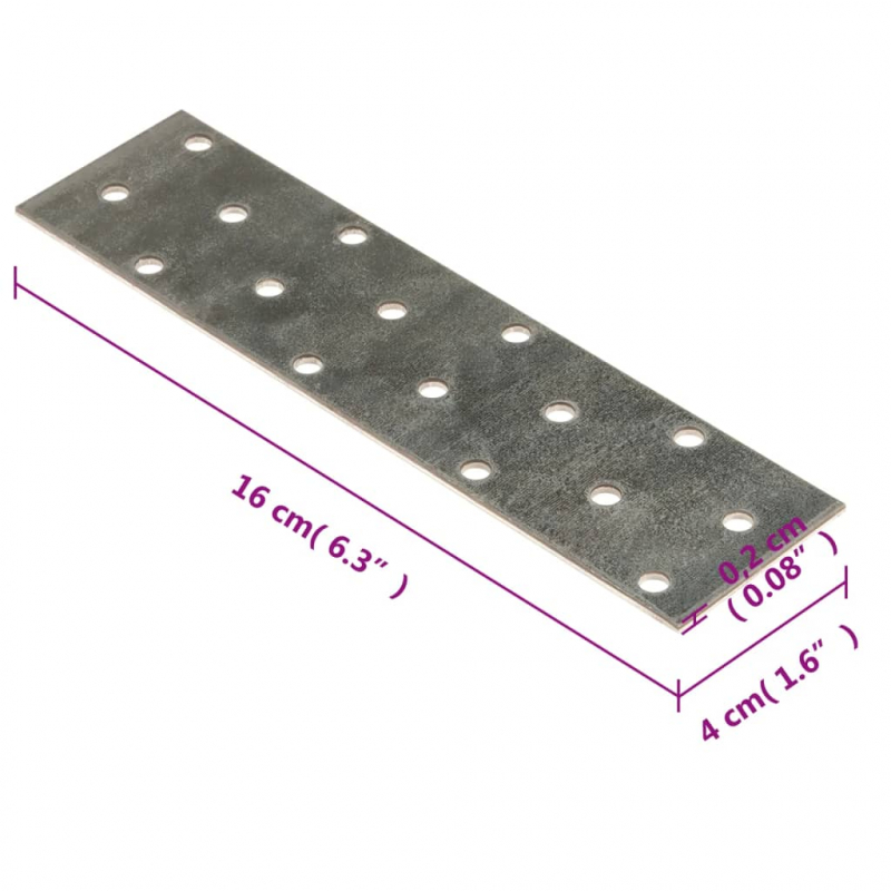 Lochplatten 60 Stk. 2 mm 160x40 mm Verzinkter Stahl