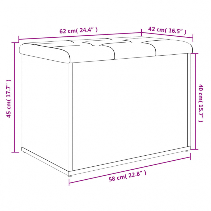 Sitzbank mit Stauraum Grau Sonoma 62x42x45 cm Holzwerkstoff