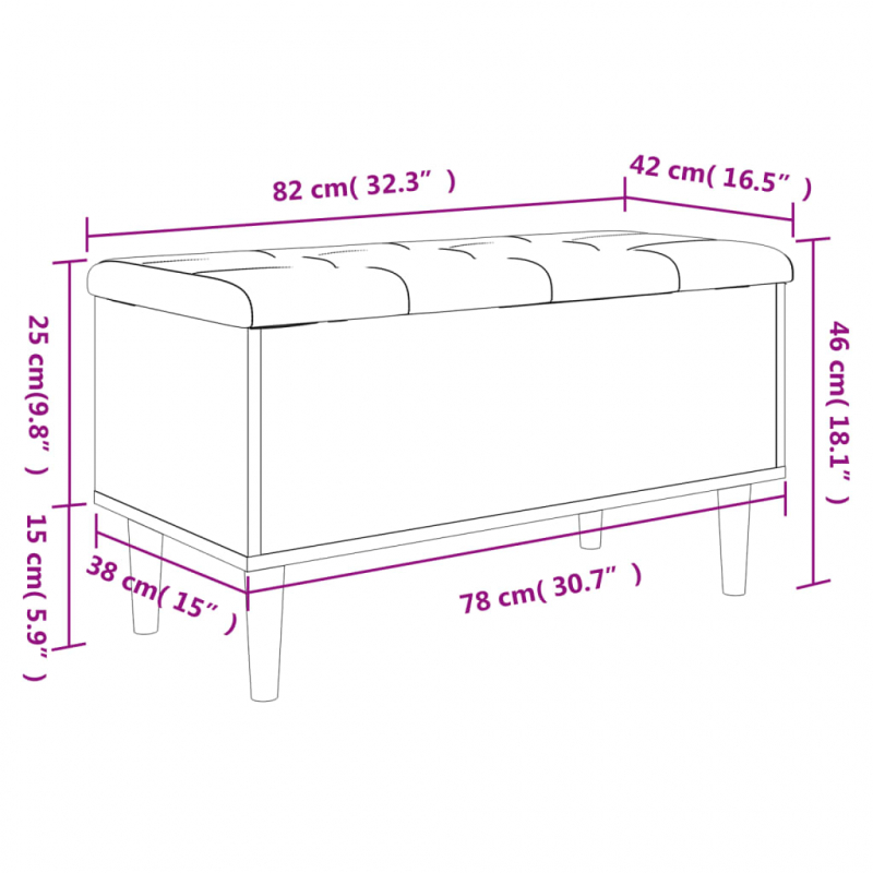 Sitzbank mit Stauraum Weiß 82x42x46 cm Holzwerkstoff