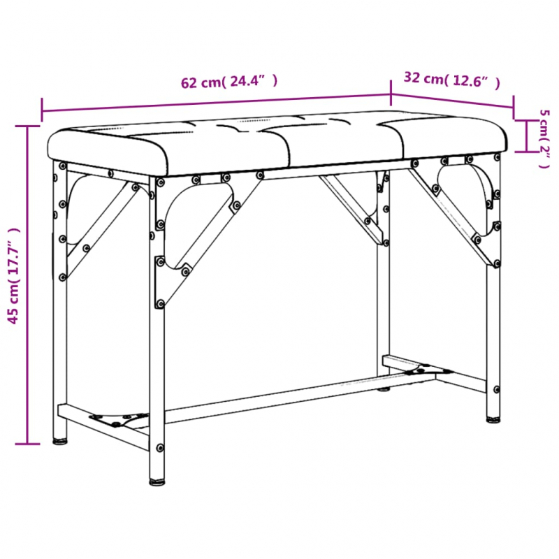 Essbank Dunkelgrau 62x32x45 cm Stahl und Stoff