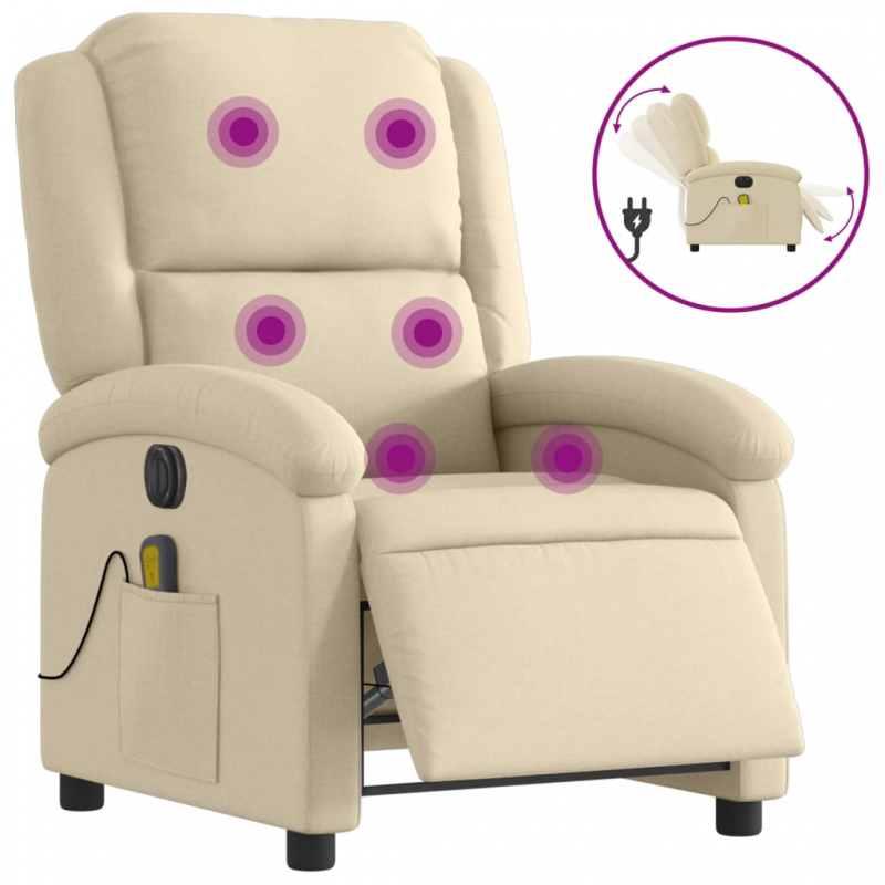 Massagesessel Elektrisch Creme Stoff