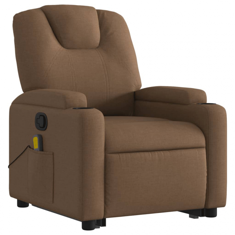 Massagesessel mit Aufstehhilfe Braun Stoff
