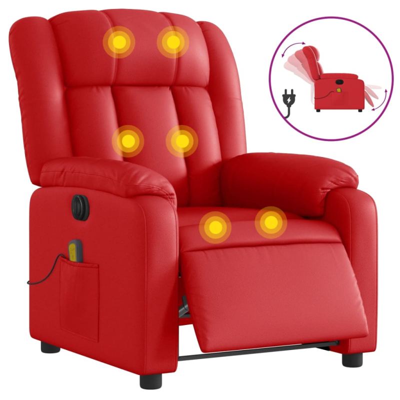 Massagesessel Elektrisch Rot Kunstleder