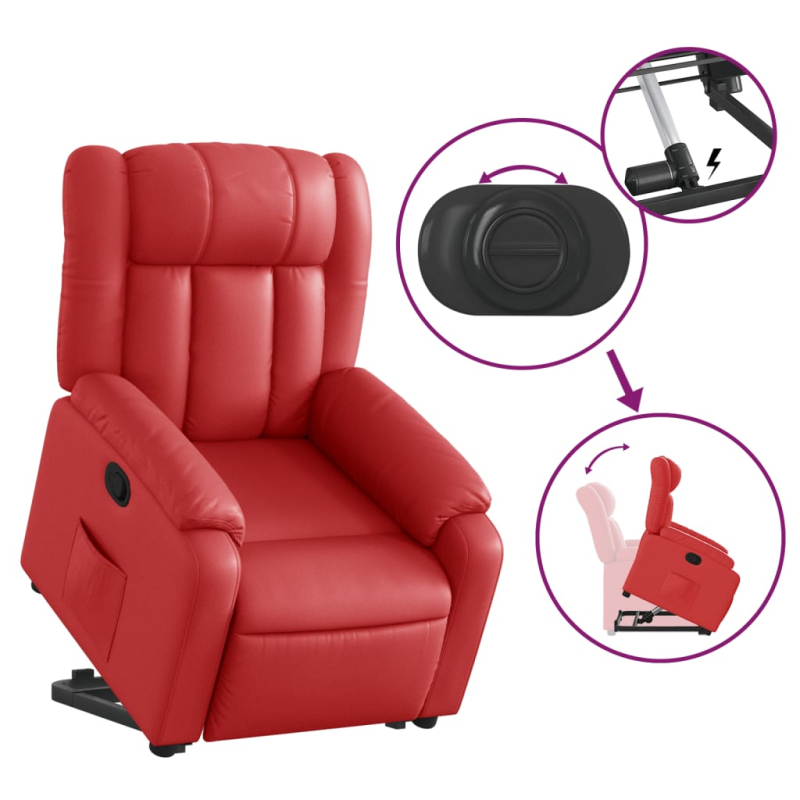 Relaxsessel mit Aufstehhilfe Rot Kunstleder