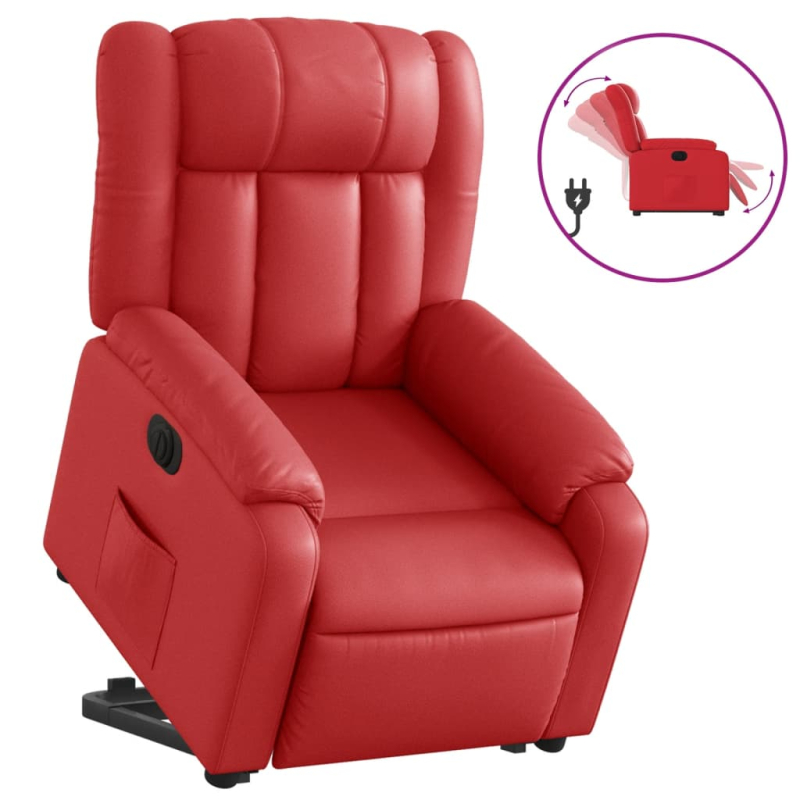 Relaxsessel mit Aufstehhilfe Elektrisch Rot Kunstleder
