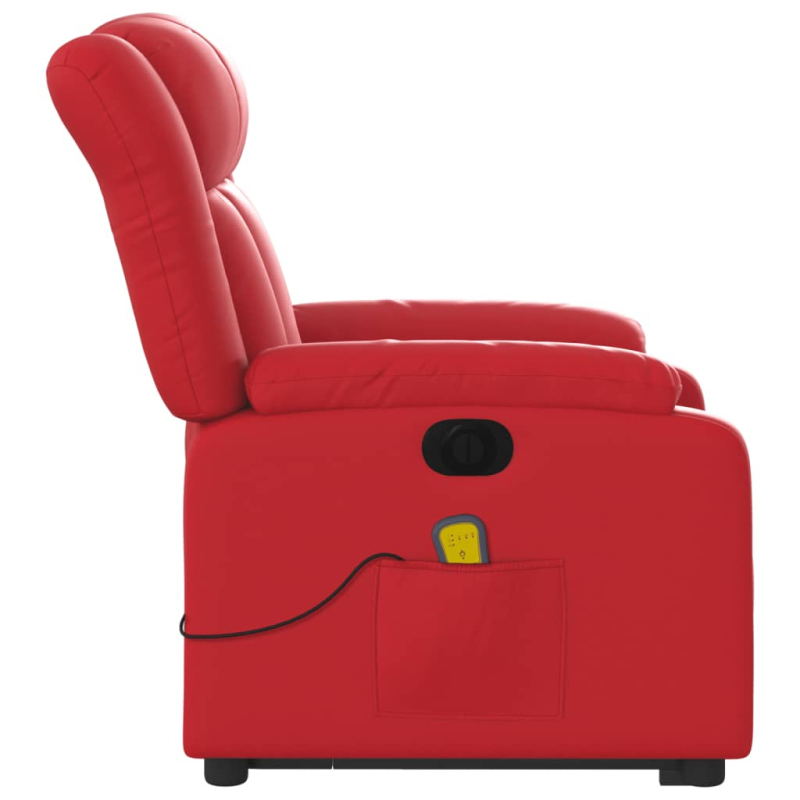 Massagesessel mit Aufstehhilfe Elektrisch Rot Kunstleder