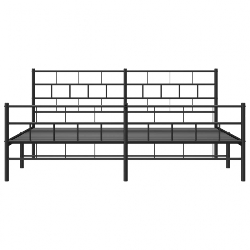 Bettgestell mit Kopf- und Fußteil Metall Schwarz 200x200 cm