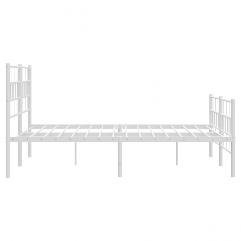 Bettgestell mit Kopf- und Fußteil Metall Weiß 135x190 cm