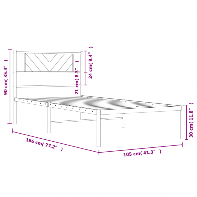 Bettgestell mit Kopfteil Metall Weiß 100x190 cm