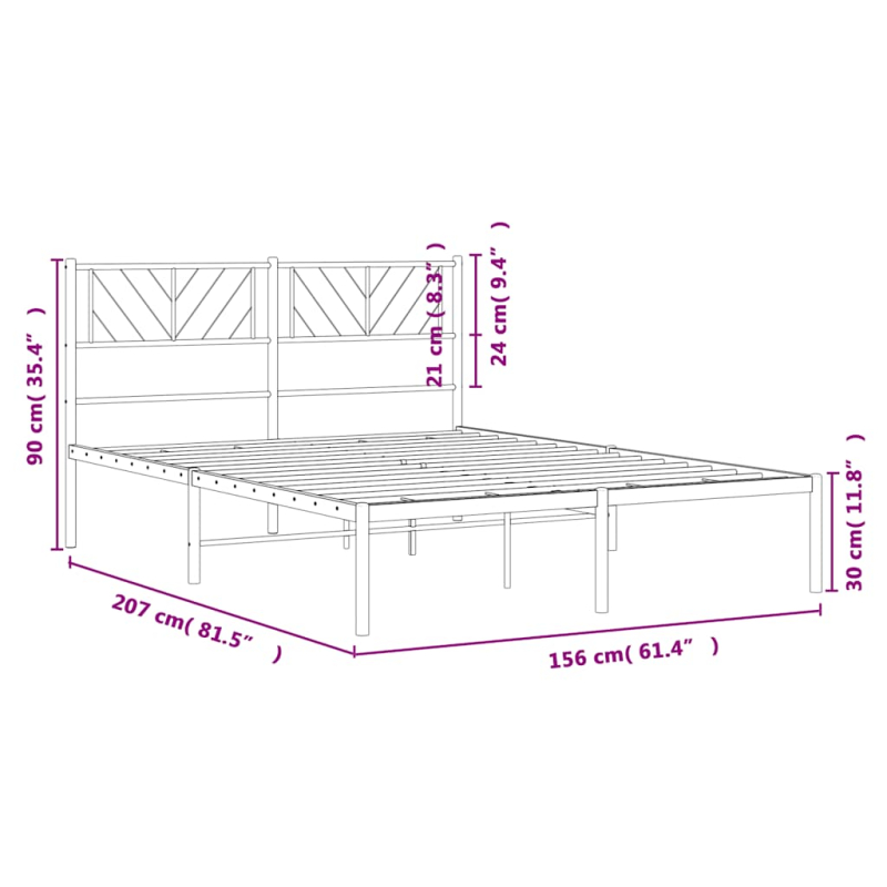 Bettgestell mit Kopfteil Metall Weiß 150x200 cm
