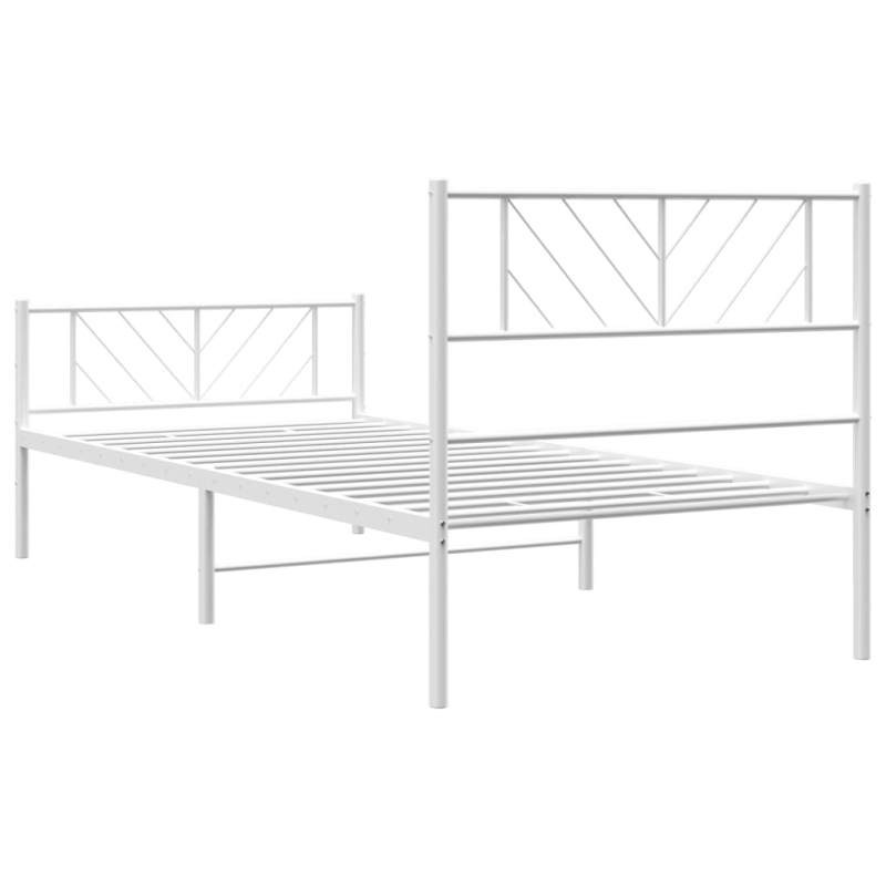 Bettgestell mit Kopf- und Fußteil Metall Weiß 90x200 cm