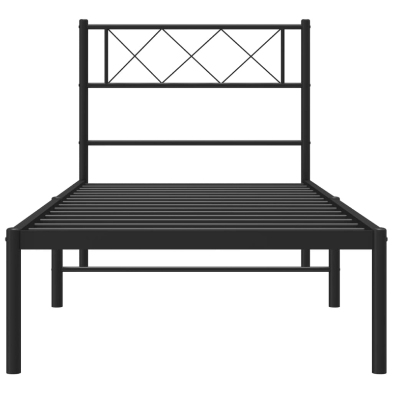 Bettgestell mit Kopfteil Metall Schwarz 75x190 cm