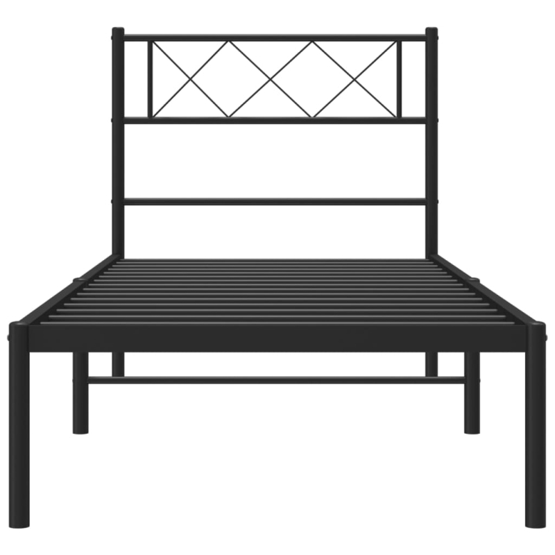 Bettgestell mit Kopfteil Metall Schwarz 90x190 cm