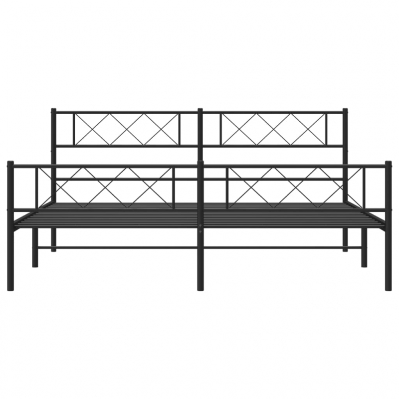 Bettgestell mit Kopf- und Fußteil Metall Schwarz 193x203 cm