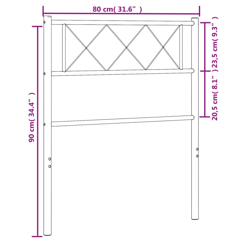 Kopfteil Metall Schwarz 75 cm