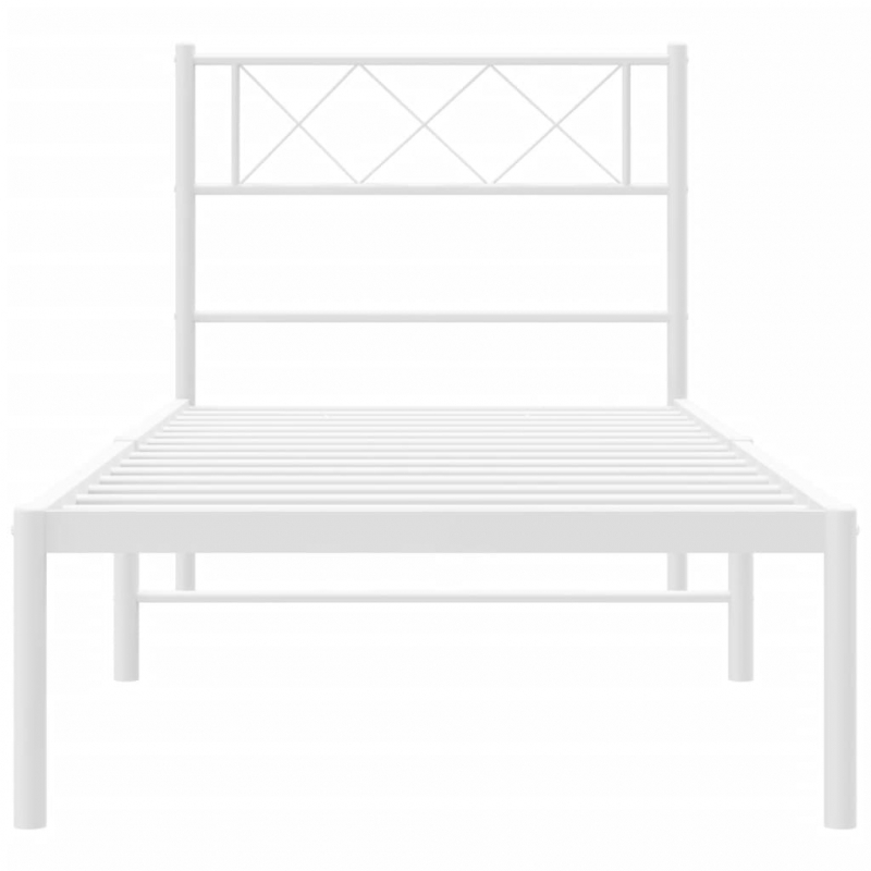 Bettgestell mit Kopfteil Metall Weiß 100x200 cm