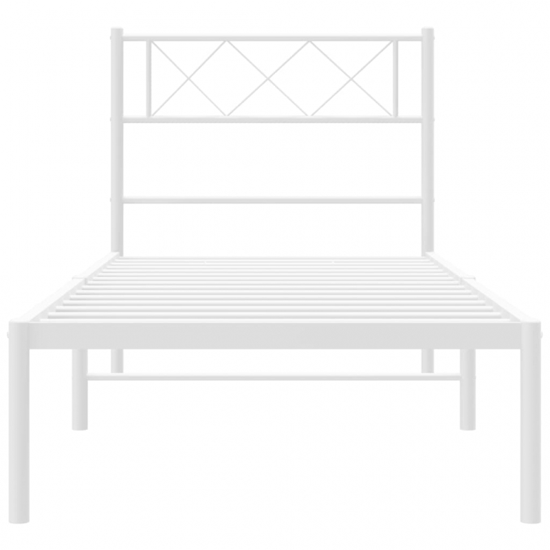 Bettgestell mit Kopfteil Metall Weiß 107x203 cm