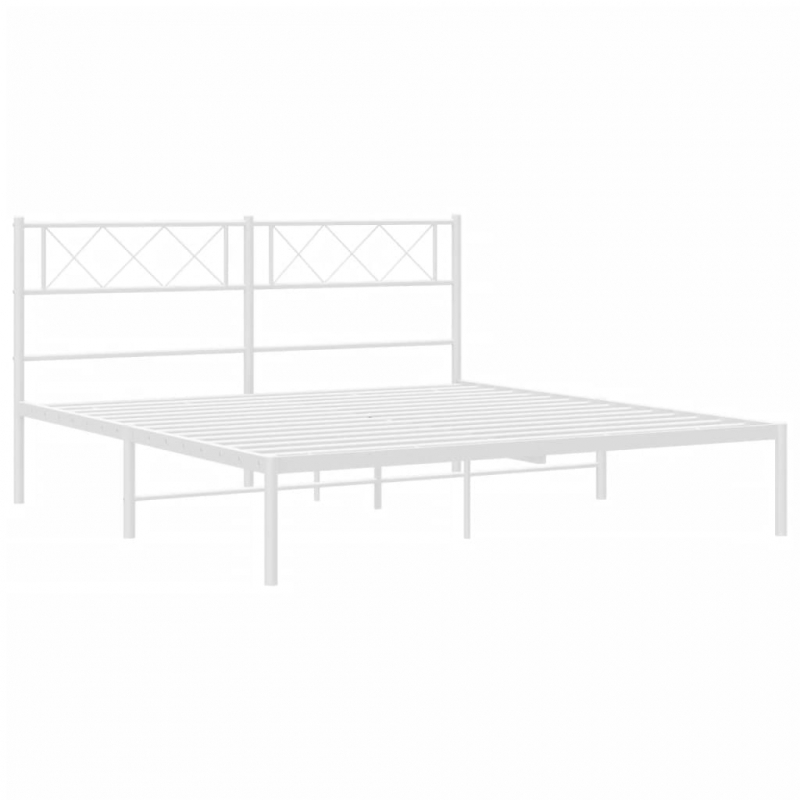 Bettgestell mit Kopfteil Metall Weiß 120x200 cm