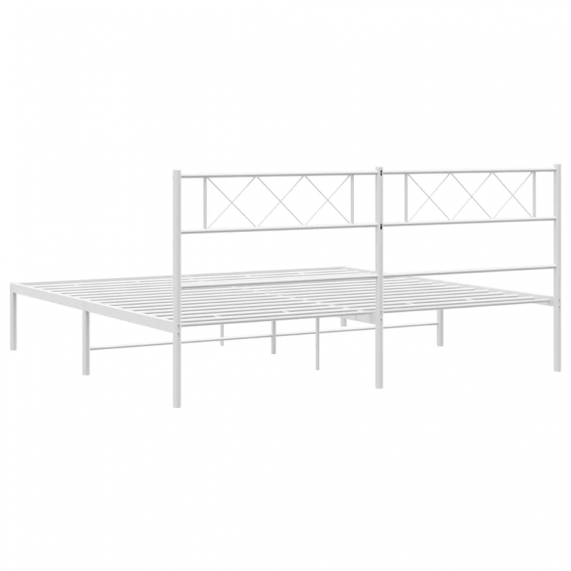 Bettgestell mit Kopfteil Metall Weiß 193x203 cm
