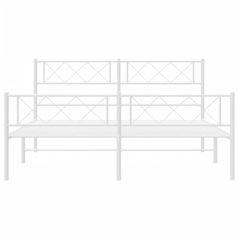 Bettgestell mit Kopf- und Fußteil Metall Weiß 120x200 cm