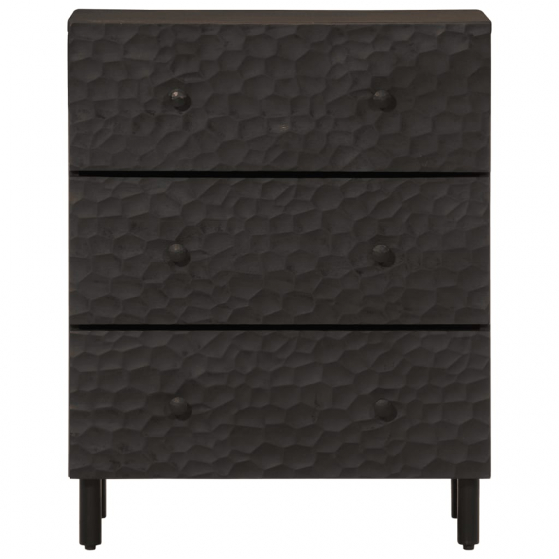 Beistellschränke 2 Stk. Schwarz 60x33x75 cm Massivholz Mango
