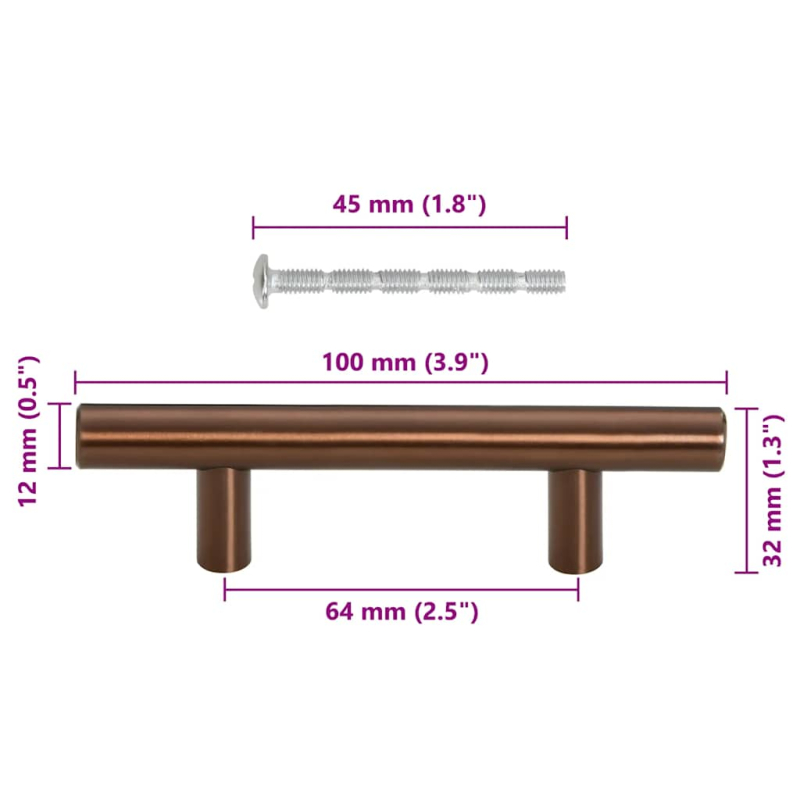 Möbelgriffe 10 Stk. Bronzen 64 mm Edelstahl