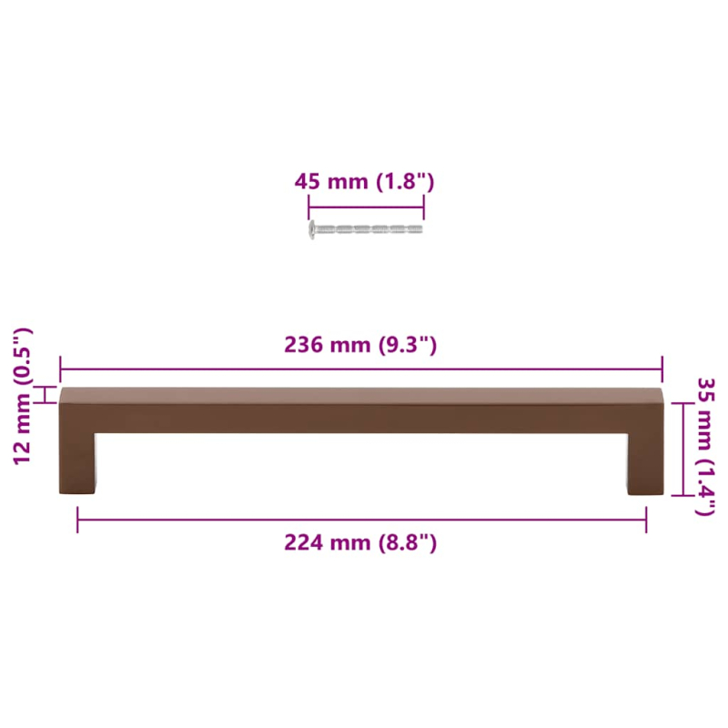 Möbelgriffe 5 Stk. Bronzen 224 mm Edelstahl