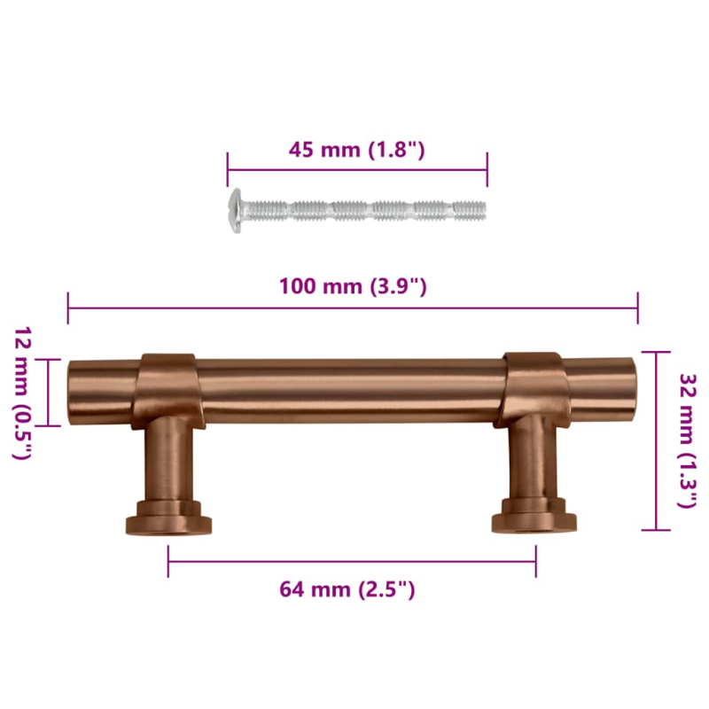 Möbelgriffe 10 Stk. Bronzen 64 mm Edelstahl