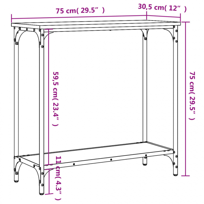 Konsolentisch Sonoma-Eiche 75x30,5x75 cm Holzwerkstoff