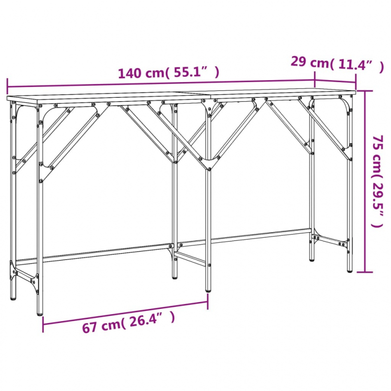 Konsolentisch Schwarz 140x29x75 cm Holzwerkstoff