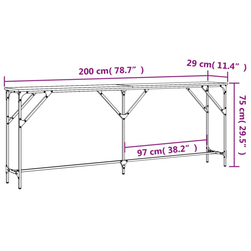 Konsolentisch Schwarz 200x29x75 cm Holzwerkstoff