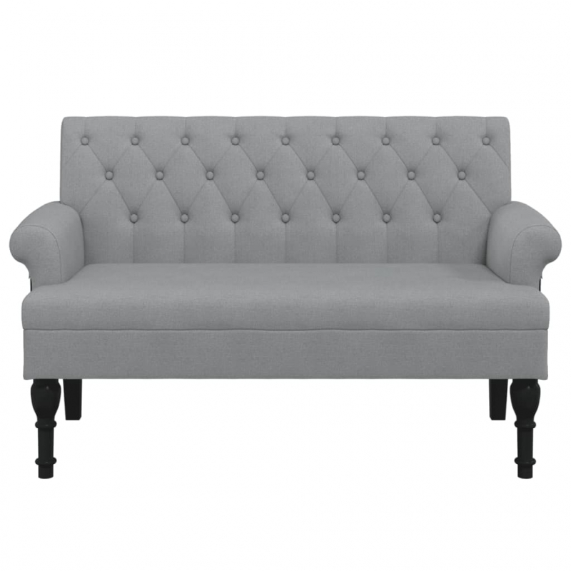 Sitzbank mit Rückenlehne Hellgrau 120x62x75,5 cm Stoff