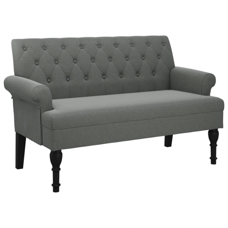 Sitzbank mit Rückenlehne Dunkelgrau 120x62x75,5 cm Stoff