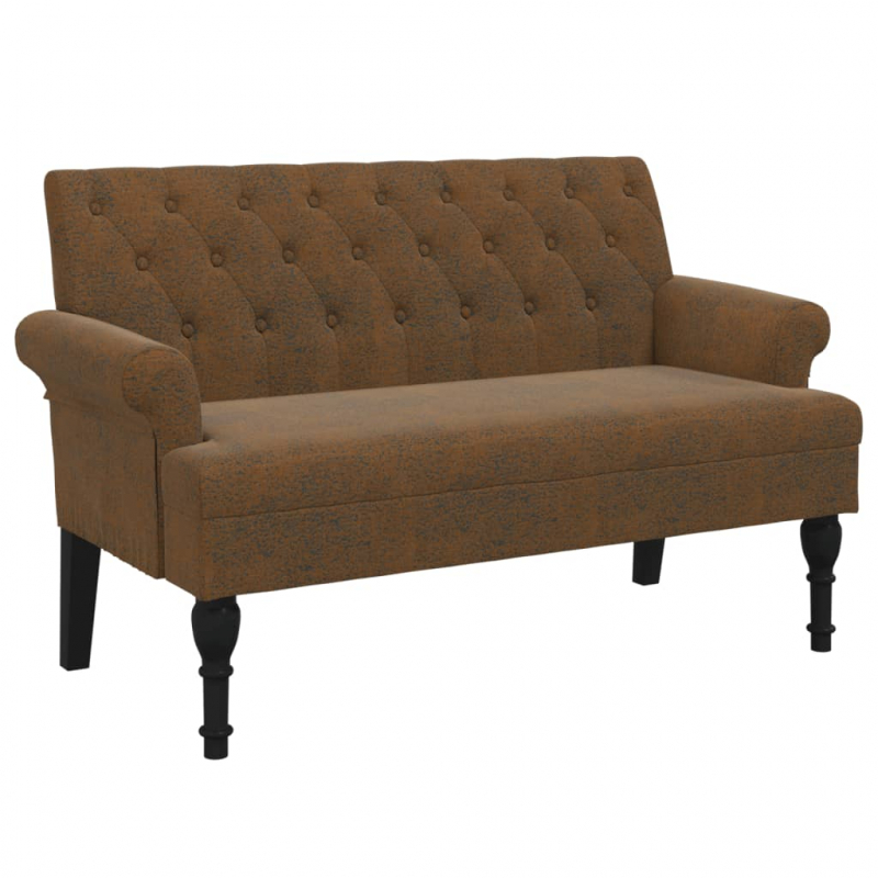 Sitzbank mit Rückenlehne Braun 120x62x75,5 cm Wildleder-Optik