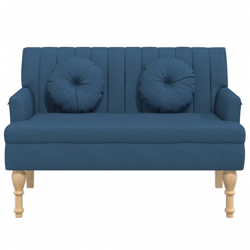 Sitzbank mit Kissen Blau 113x64,5x75,5 cm Stoff