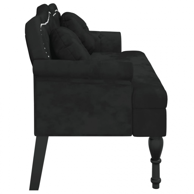 Sitzbank mit Kissen Schwarz 120,5x65x75 cm Samt