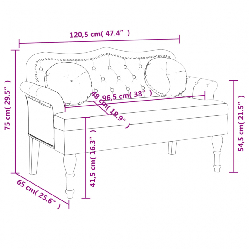 Sitzbank mit Kissen Gelb 120,5x65x75 cm Samt