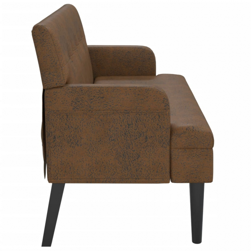 Sitzbank mit Rückenlehne Braun 112x65,5x75 cm Wildleder-Optik