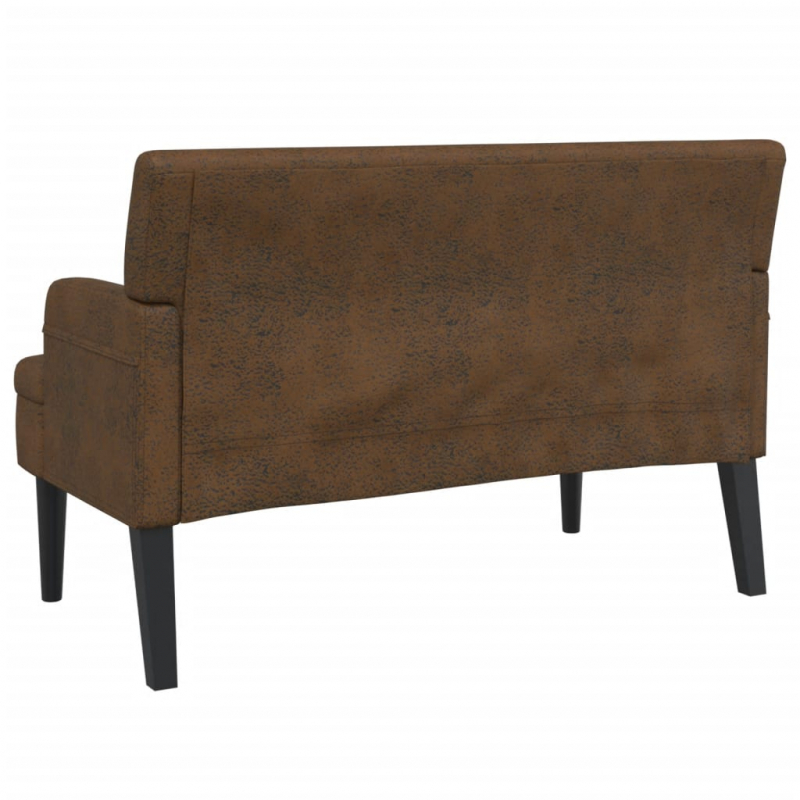 Sitzbank mit Rückenlehne Braun 112x65,5x75 cm Wildleder-Optik