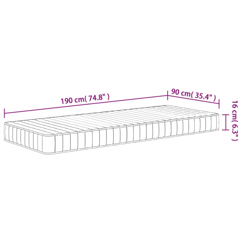 Matratze Schaumstoff Mittelweich 90x190 cm