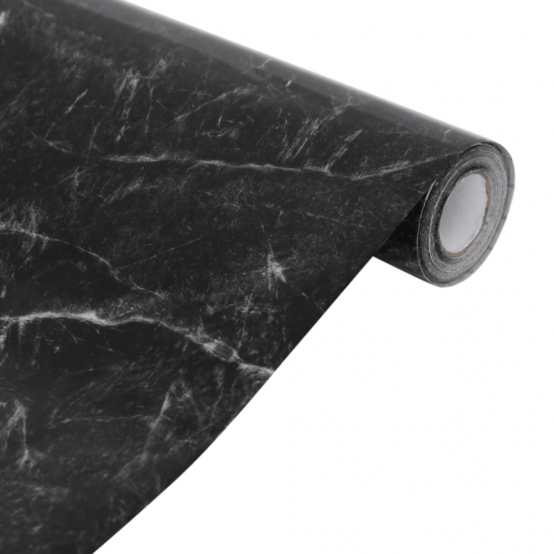 Möbelfolien Selbstklebend Marmor-Optik Schwarz 90x500 cm PVC
