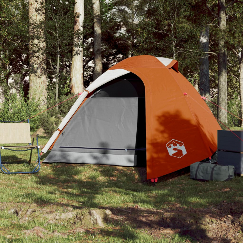 Campingzelt 2 Personen Grau & Orange 264x210x125 cm 185T Taft