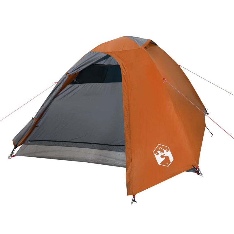 Campingzelt 2 Personen Grau & Orange 264x210x125 cm 185T Taft